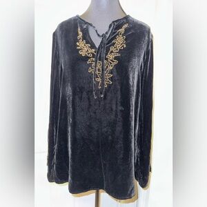 Carole Little Vintage Black Silk-Rayon Blouse